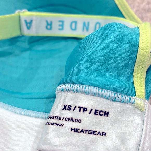 UNDER ARMOUR Women’s Crossback Low Sports Bra Turquoise Lime Green MOLDED XS - Picture 7 of 12